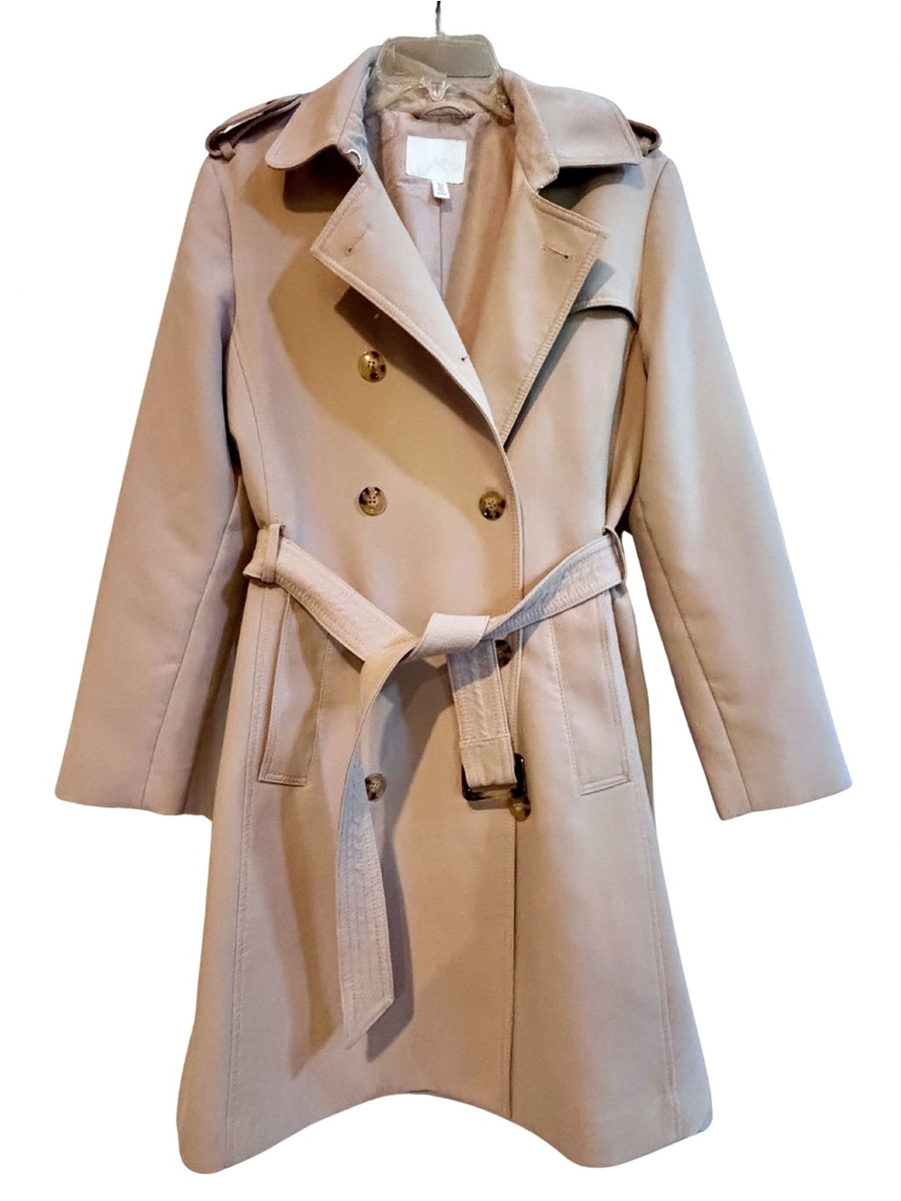 Classic traditional Double-Breasted Khaki H&M Trench Coat with Belt EUR 38